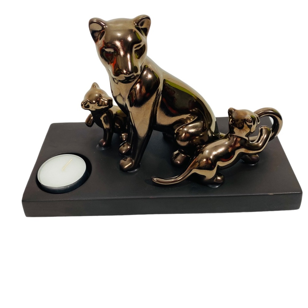 Partylite lioness & cubs porcelain &‎ ceramic art sculpture votive